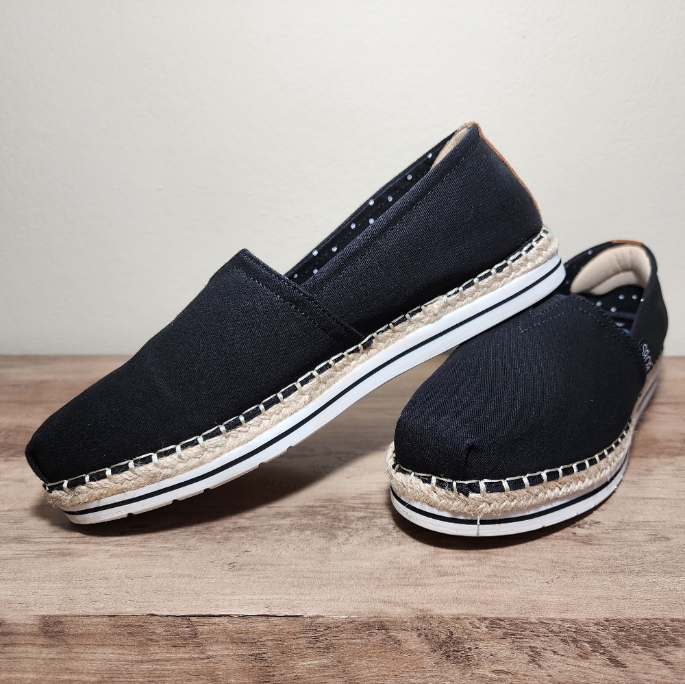 Skechers Bobs Breeze Black Canvas Slip On Espadrilles Women's Shoes Size 9.5